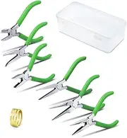 SPEEDWOX Mini Pliers Tool Set 6 Piece 4-1/2 Inches Precision Diagonal Plier Long Nose Needle Nose Flat Nose Bent Nose Round Nose Plier Micro Fine Plier for Jewelry Making Beading Hobby Wire Craft