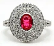3CT Treated Ruby & Topaz 925 Solid Sterling Silver Ring Jewelry Sz 7 NB2-6