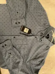 NEW! Ben Sherman Geometric Button Down Shirt BS33LW429 Majestic Blue Sz L
