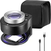 Jewelers Loupe, USB Rechargeable 30X Coin Magnifier with 6 Lights - Portable Metal Eye Loupe Sewing Magnifying Glass for Textile Optical Jewelry Tool Coins Currency Stamps
