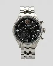 [Versus Versace] Versus Versace Men's Colonne Chrono Watch in Steel/Black One Size Steel/Black