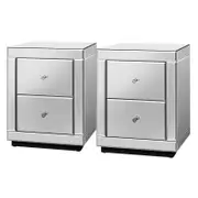 ALFORDSON 2x Mirrored Bedside Table
