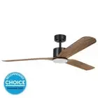 Iluka 60" DC Eglo Ceiling Fan with LED Light in Black with Rustic Wood
