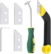 Rustark 7Pcs Grout Removal Tool Set Includes Angled Grout Saw Removal Tool 3Pcs Extra Grout Saw Blades and Wrench, Grout Cleaner Tool Grout Scraper Caulking Removal Tool for Precise Tile Cleaning