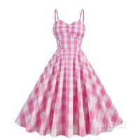 在飛比找蝦皮商城精選優惠-Rsa-女式芭比粉色 A 字中長連身裙擁抱優雅無袖洋裝