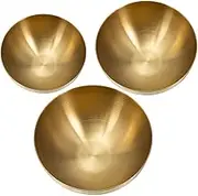 Cabilock 3pcs Salad Bowl Set White Salad Bowls with Lids Kitchen Versatile Large Steel Bowls Serving Bowl Round Serve Storage Salad Bowl with Lid Small Size Food Bowl Stainless Steel Golden