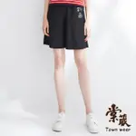 【TOWN’WEAR 棠葳】美式印字休閒棉質短褲(中大尺碼/女下著/百搭/口袋/鬆緊腰頭)