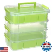 BTSKY 4-Layer Plastic Craft Storage Container with 2 Removable Tray, Stackabl