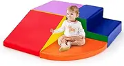 BABY JOY Climb and Crawl Play Set, 4-Piece Soft Toddler Corner Climbing Sliding Blocks, Indoor Activity for Babies & Toddlers, Lightweight Foam Gym Equipment (Pink)