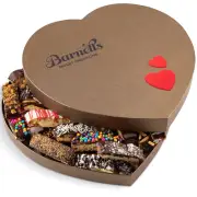 Valentines Day Cookies Heart Gift Box, Chocolate Covered Cookie Gift Basket for
