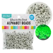 Art Star Glow In The Dark Flat Round Alphabet Beads 4 x 7mm 300 Piece Pack