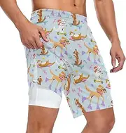 [ZZXXB] Skating Dog Athletic Shorts for Men with Pockets 2 in 1 Quick Dry Running Shorts S-3XL