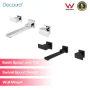 Decaura Square 180° Swivel Bath Spout and Wall Tapware Set for Basin/Bathtub