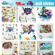 3D Wall Stickers Removable Super Mario Bros Game Kids Broken Wall Bedroom Decor