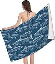 JBYJBX Ocean Fishes Print Beach Towel Quick Dry Sandproof Microfiber Beach Bath Towel for Travel Pool Camping