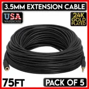 5 PCS 75 Feet 3.5mm Extension Cable AUX Cord Extender Jack to Plug Stereo Audio