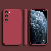 Liquid Silicone Phone Case for Samsung Galaxy S22 S21 S20 S10 Ultra Plus FE A73 A72 A71 A53 A52 A51 A33 A32 A31 4G 5G Cover,Cameilla Red,for Galaxy S20 FE