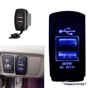Blue LED 12/24V 3.1A Car Dual USB Phone Charger Port Socket Kit for Power Supply