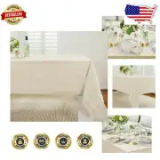100% Pure Linen Rectangular Tablecloth 60 x 120 Inches - Machine Washable