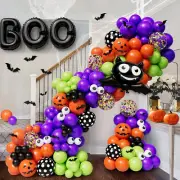 Halloween Balloon Garland Arch Kit with Black Orange Purple Green Pumpkin