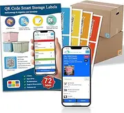 Smart QR Code Labels for Storage, Color Coded Scannable Stickers for Storage Bins, Moving Containers &Office Organization, Inventory Organizer.No Annual Fee, 72 Unique QR Code Stickers (2.5"x2.5")