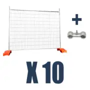 Temporary Fencing Combo 10 x Panel + Base + Clamp