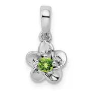 Sterling Silver Rhodium-Plated Floral Peridot Pendant