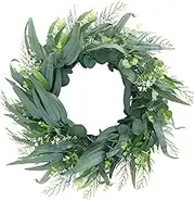 JUST FOR PARTY Spring Wreath, 20 Inch Spring Wreaths for Front Door, Artificial Green Wreath for Party Holiday Home Décor (Green)