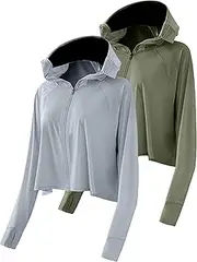 [Hercicy] 2 Pcs UV Protection Clothing Sun Protection Hoodie Jacket Full Zip UV Block Clothing for Women