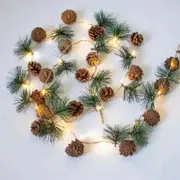 LED Light Ornament with Pine Corn Decors for Xmas Decorations