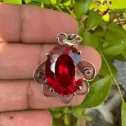Beautiful Certified 48.25 Ct Natural Red Ruby Fancy 925 Solid Silver Pendant
