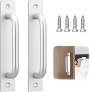Cabinet Drawer Door Pulls Handle: Aluminum Alloy Self-Stick Instant Adhesive Sliding Door Push Pull Handles Helper with Screws for Kitchen Wardrobe Cabinet Drawer Window Closet (Silver, 148mm)