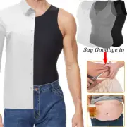Mens Slimming Body Shaper Underwear Chest Compression Vest Singlet Dad Bod Tops