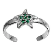 Starfish Simulated Green .925 Sterling Silver Toe Ring