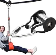 Steel Slider Rope Pulley - slacklines Cable Pulley System, Sturdy Rope Slider Pulley | High Load Capacity Pulley with 5 Wheels, Versatile Exercise Gear for Indoor, Outdoor, Backyard