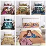 Gift Bed Set Gravity Falls Kids Quilt Doona Cover Single Double Queen King Size