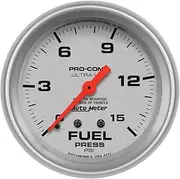 Autometer Gauge, Ultra-Lite, Fuel Pressure, 2 5/8 in., 15psi, Mechanical, Analog, Each