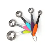 Supperstore 5PCS Kitchen Baking Tool Measuring Spoon Set Stainless Steel Silicone Handle Cake Measuring Spoon