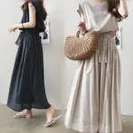 🚚快出🚚📣📣✔️S-2XL👗短袖洋裝👗綁帶洋裝 連身裙 過膝長洋裝 棉麻洋裝 顯瘦洋裝 韓版休閒時尚文藝大擺