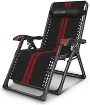 Zero Gravity Lounge Chair, Zero Gravity Chair Lightweight Office Lazy Deck Chair Lunch Break Nap Bed Leisure Chair Foldable Garden Lounge Chair Beach Chair Portable Black Bearing Weight 100kg (Lounge