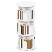 Advwin 3 Tiers Bookshelf Rotating Corner Bookcase Cabinet Revolving Display Stand Rack White