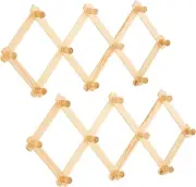 2 Expandable Wooden Rack Hanger Accordion Coat Wall Mounted Hats Mugs Coats Hook