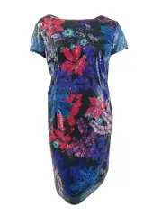 Adrianna Papell Women's Plus Size Printed Sequin Dress (20W, Red Multi)