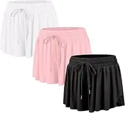 [ASHER FASHION] 2 in 1 Girls Flowy Athletic Shorts for Running Youth/Toddler Butterfly Shorts with Pocket for Gym Athletic Workout
