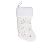 Polyester Christmas Stocking Pendant with Embroidery Snowflake Pattern Xmas Tree Decoration OrnamentSilver