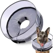 Inflatable Dog Cone for Surgery Recovery - Soft Cone for Small, Medium, and Large Dogs - Enhanced Anti-Licking Design Grey L