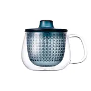 Kinto Unitea 350ml/12.2cm Unimug Glass Cup Tea Drink Mug w/ Strainer/Lid Navy