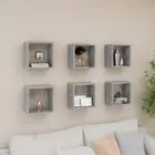 6 Pcs Wall Mounted Shelf Set Chipboard Living Room Bedroom Floating Cube Shelves