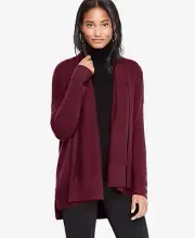 NWT Ann Taylor Tinto Red Cashmere Ribbed Open Cardigan Sweater Size S