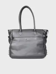 Black Leather Spike Tote Bag